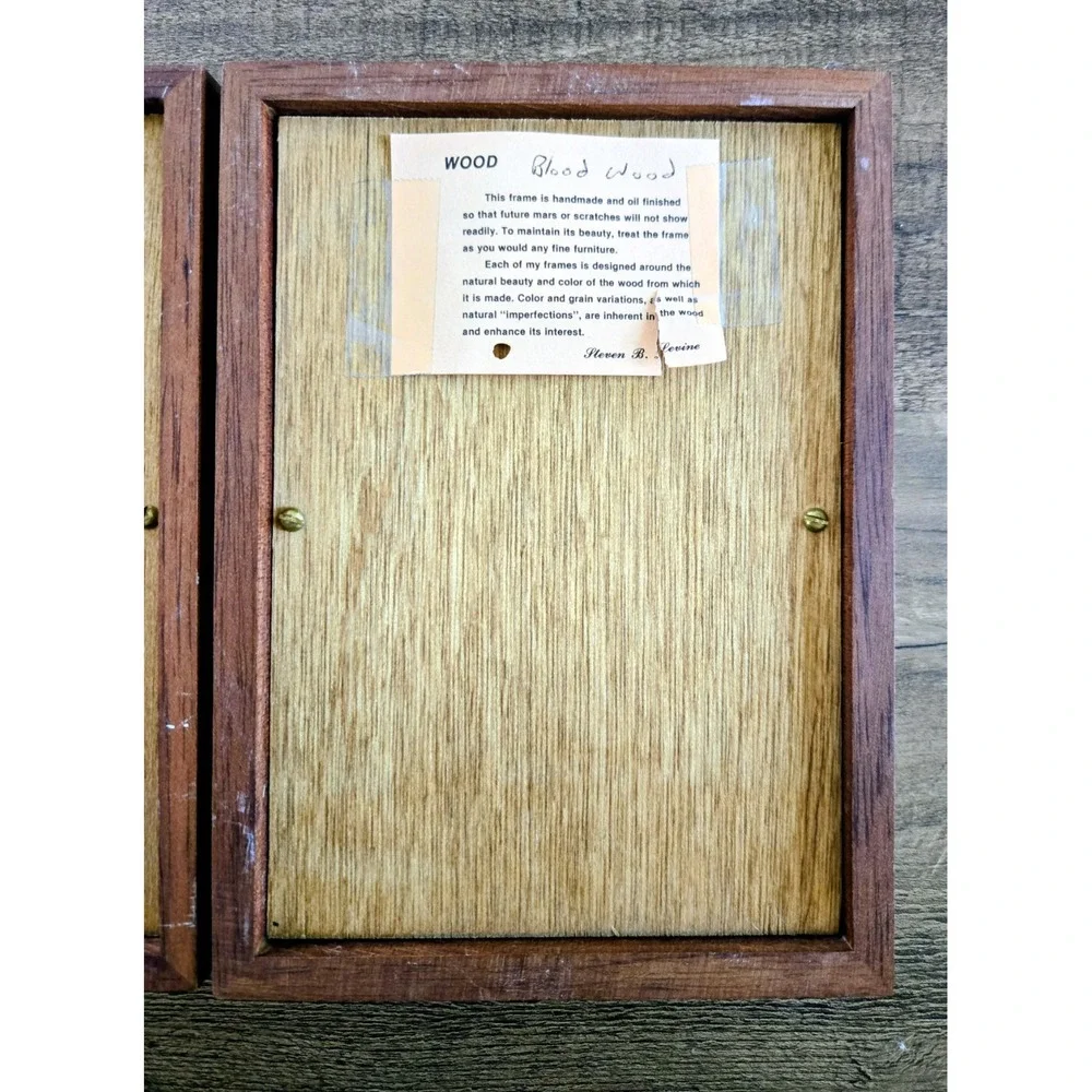 VTG Handcrafted Blood Wood Hinged Double 4x6 Photo Frame By Steven B. Levine